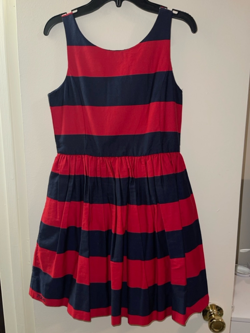 Ralph Lauren Red and Navy Striped Sleeveless Dress